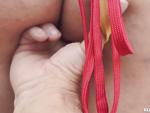 Naughty things behind the produce stand and outdoor quickie with hot farmer Roxie Sinner