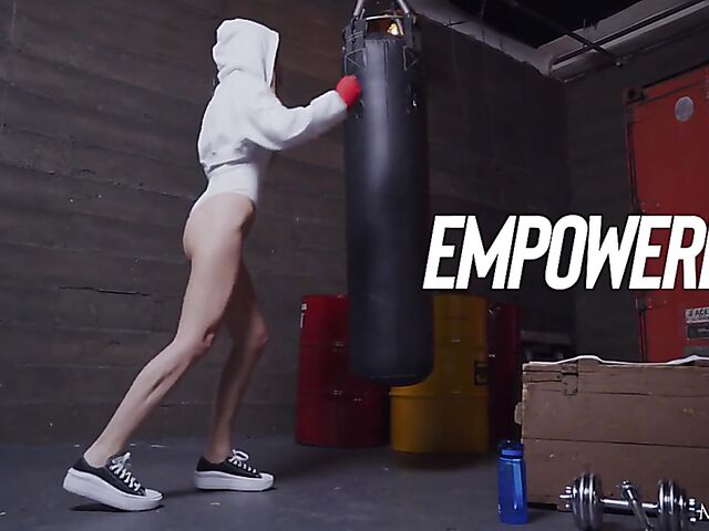 Julia Rain - Leggy boxing girl's gym solo