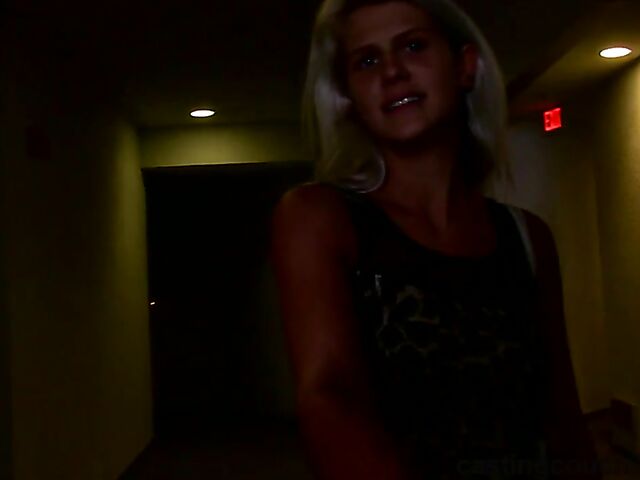 Interracial casting with new blonde girl Ashley