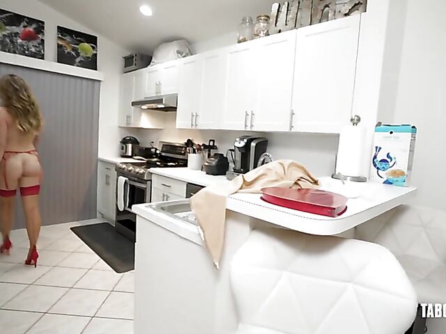 Cory Chase mom and boy Valentines Day fuck in red lingerie