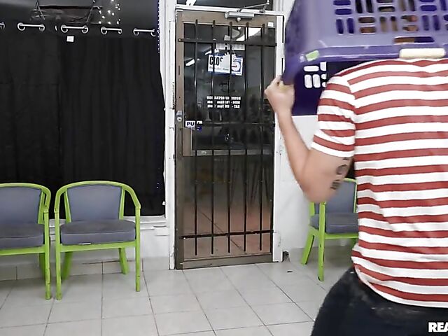 Lesbian scissoring and pussy licking in the laundry room with Lake Blossom, Clara Trinity and Leila Larocco