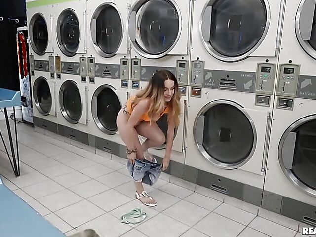 Lesbian scissoring and pussy licking in the laundry room with Lake Blossom, Clara Trinity and Leila Larocco