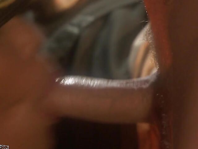 Army girl Max Mikita gets her shaved asian pussy licked and fucked in red stockings