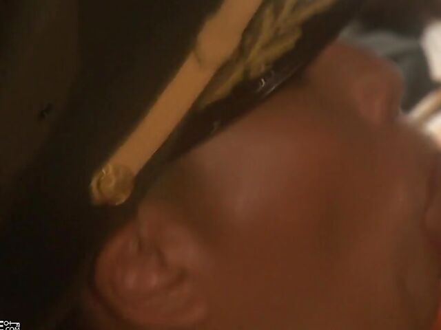 Army girl Max Mikita gets her shaved asian pussy licked and fucked in red stockings