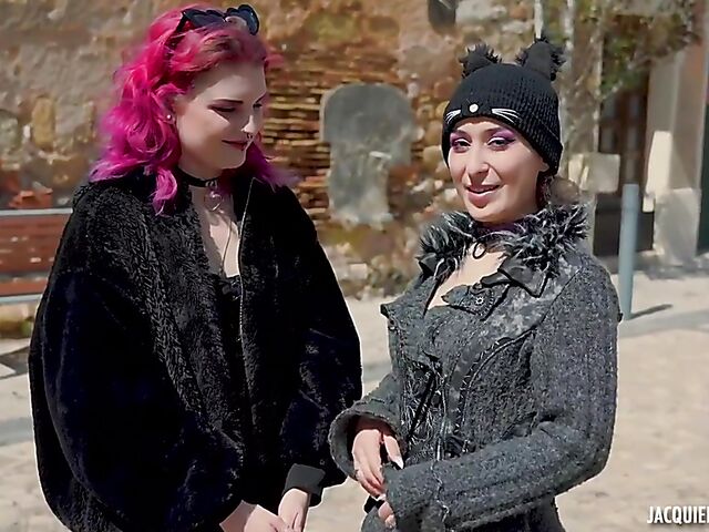 Alternative FFM threesome with tattooed French girls Trixy Kitty and Irogenia