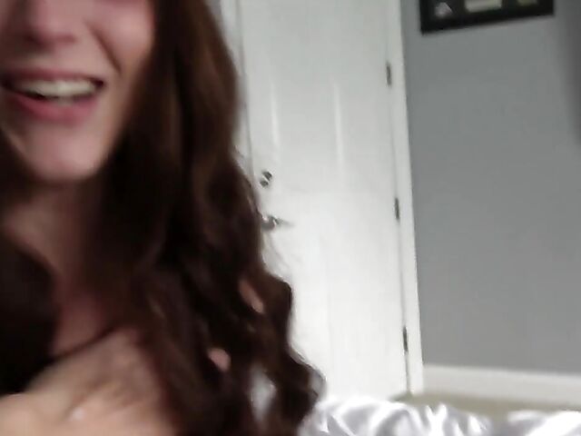 POV skirt fuck in bed with cute Macy Meadows