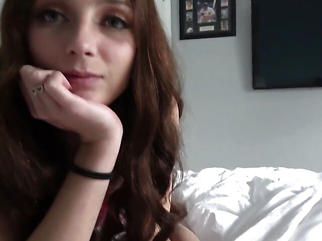 POV skirt fuck in bed with cute Macy Meadows