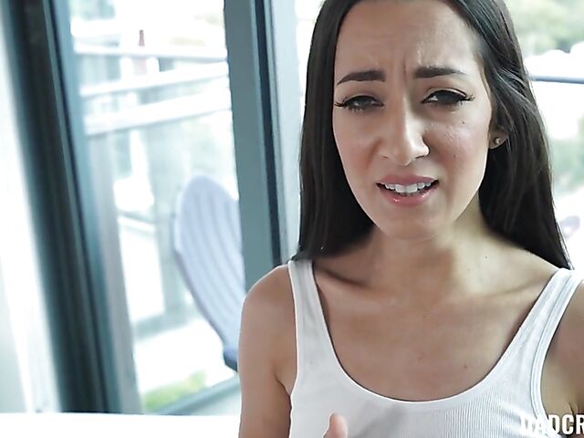 POV petite brunette Freya Von Doom makes her stepdaddy happy