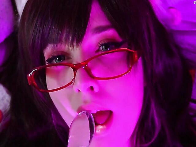 Enafox - Kinky big tits catgirl with glasses blowjob POV