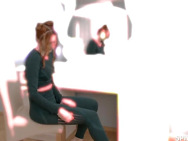 Sexy redhead fitness babe Charlie Red is horny