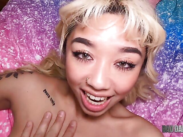 Gia DiBella - Shaved asian teen POV sex with her stepdad