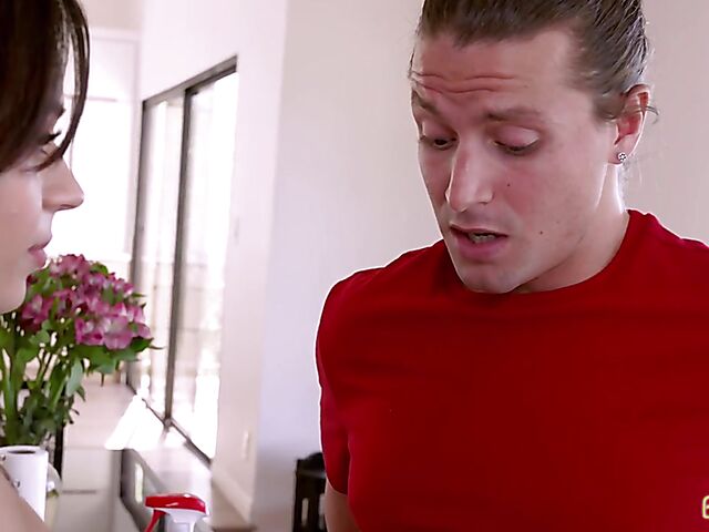 Petite teen Aria Valencia seduces her stepbrother with her small tits