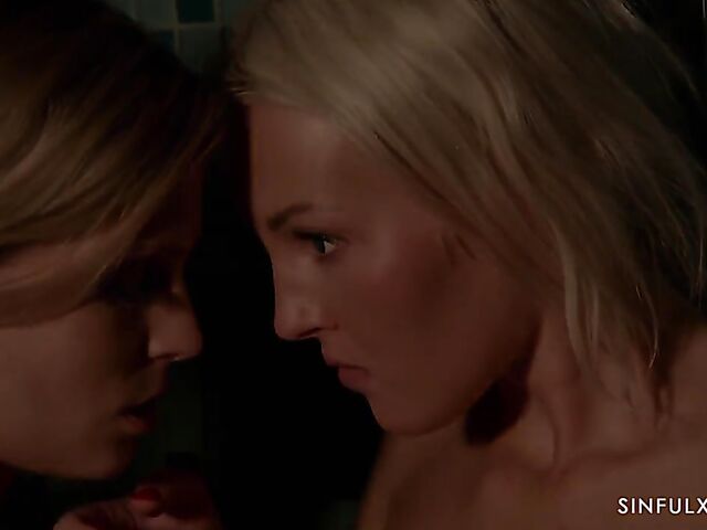 Tennis girls Lovita Fate and Candee Licious have hot lesbian sex after shower