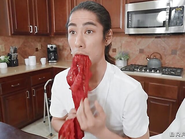 Maya Farrell & Mz Dani - Curvy MILF threesome with young lovers in the kitchen