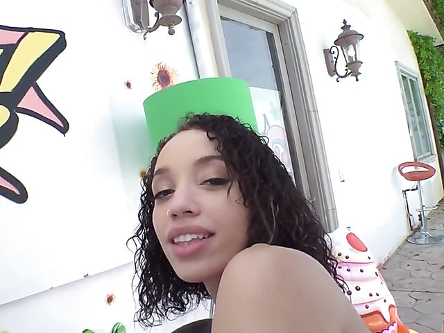 Alexis Tae - Light skin ebony girl anal cumshot with a white cock