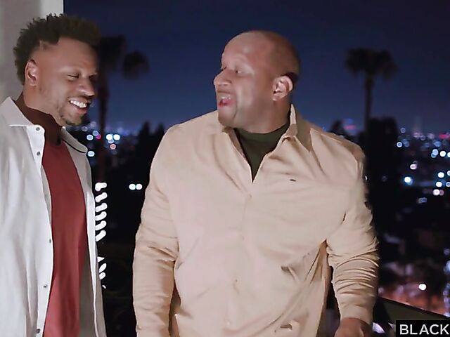 Pale blonde Lily Larimar blows and fucks two black cocks