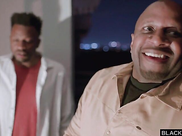 Pale blonde Lily Larimar blows and fucks two black cocks