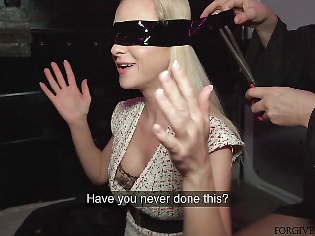 Sinful MILF having blindfolded sex for money with a fake priest