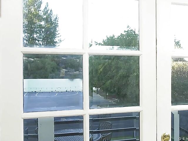 Blonde tranny with glasses Brittney Kade gets assfucked by a tattoo guy