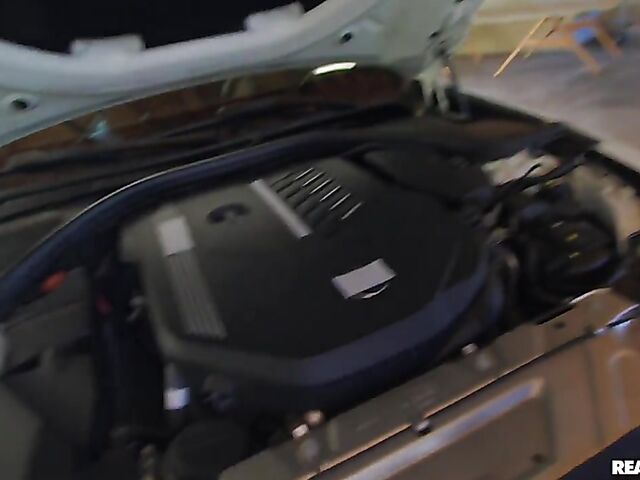 POV garage sex in a mini dress with seductive Hazel Moore