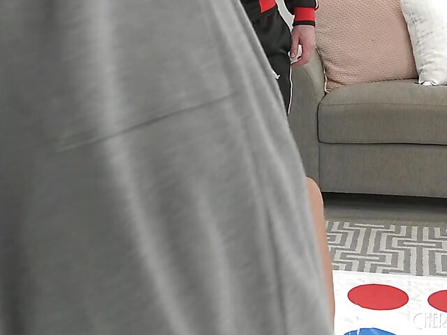 Disabled cuckold husband watches Morgan Lee get pounded on a Twister mat