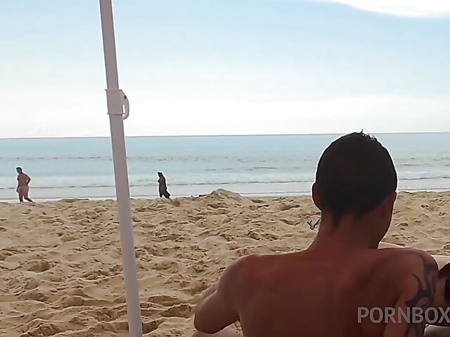 Interracial beach threesome with Cayenne Klein