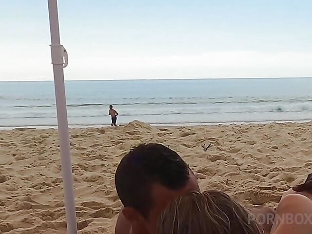 Interracial beach threesome with Cayenne Klein