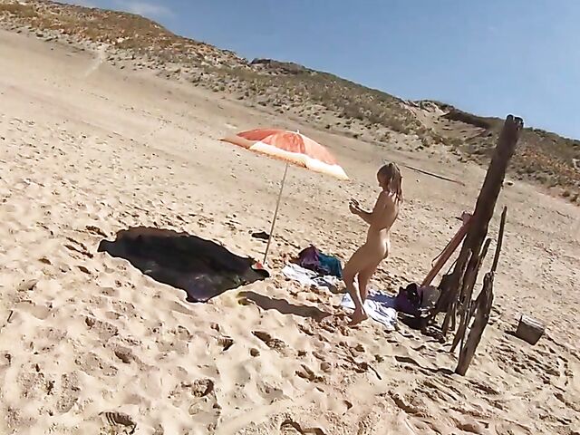 Interracial beach threesome with Cayenne Klein