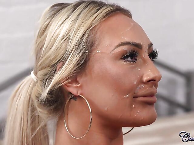 Quick blowjob and huge facial behind the bars with Jess Nova