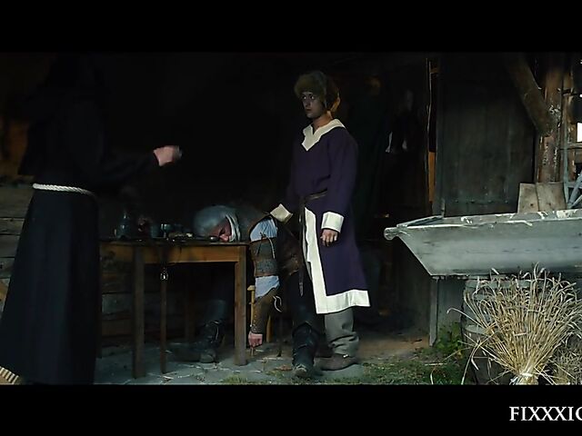 Medieval blind warrior and sexy village girl Kira Queen standing doggystyle hard and rough