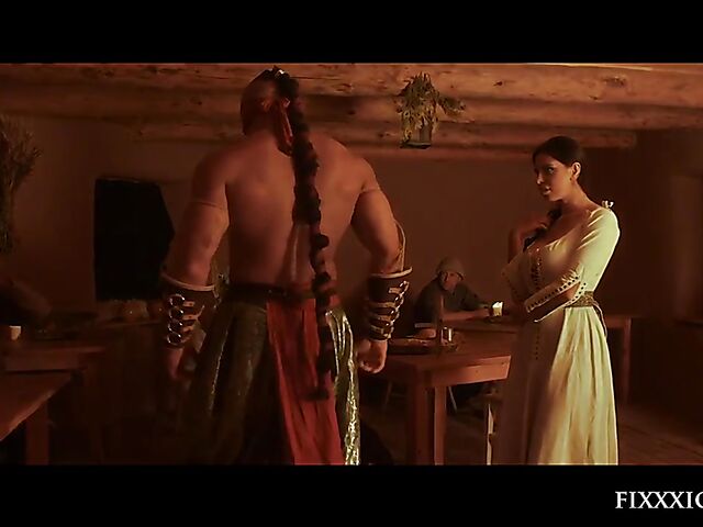 Medieval blind warrior and sexy village girl Kira Queen standing doggystyle hard and rough