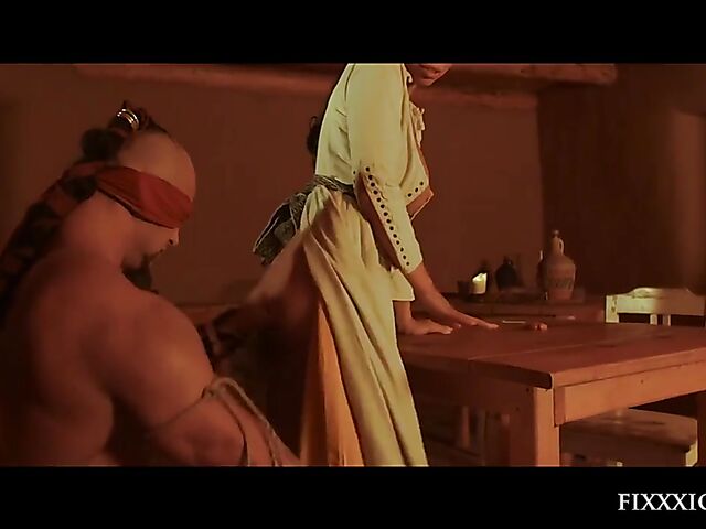 Medieval blind warrior and sexy village girl Kira Queen standing doggystyle hard and rough