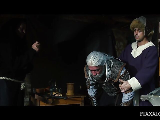 Medieval blind warrior and sexy village girl Kira Queen standing doggystyle hard and rough