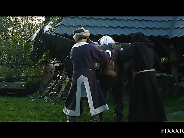 Medieval blind warrior and sexy village girl Kira Queen standing doggystyle hard and rough