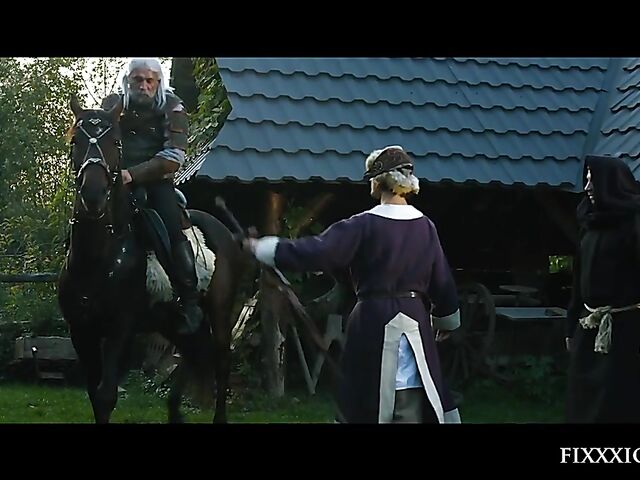 Medieval blind warrior and sexy village girl Kira Queen standing doggystyle hard and rough