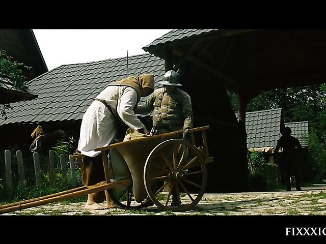 Medieval blind warrior and sexy village girl Kira Queen standing doggystyle hard and rough