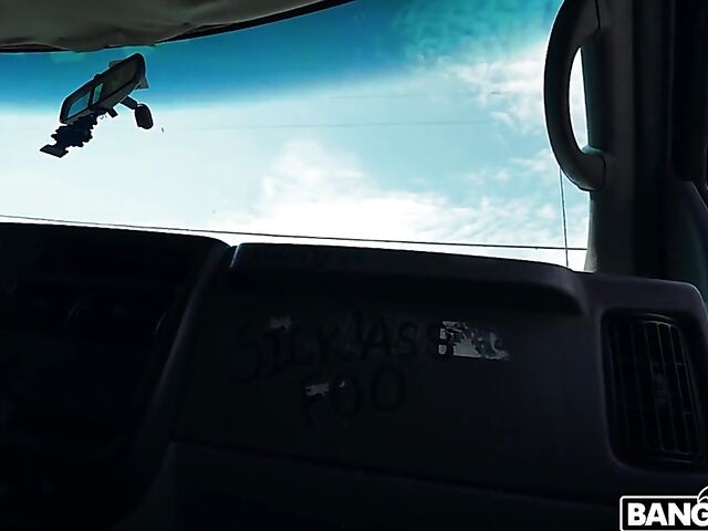 Mandy Rhea - Chick with glasses interracial in a fuck van