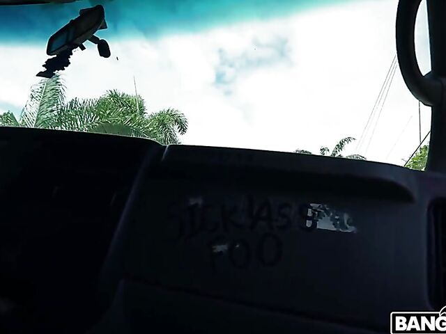 Mandy Rhea - Chick with glasses interracial in a fuck van