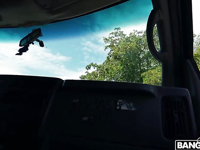 Mandy Rhea - Chick with glasses interracial in a fuck van