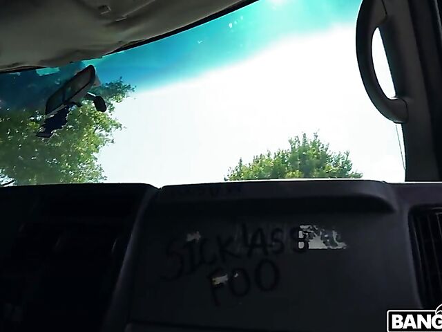 Mandy Rhea - Chick with glasses interracial in a fuck van