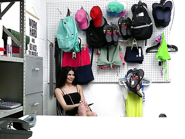 Angel Gostosa - Brunette threesome with two loss prevention officers after strip search