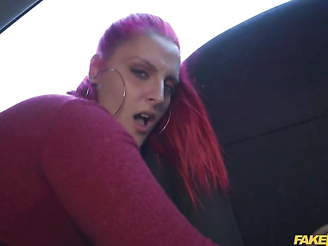 Olivia Stark - Red-haired curvy babe with big boobs taxi fuck
