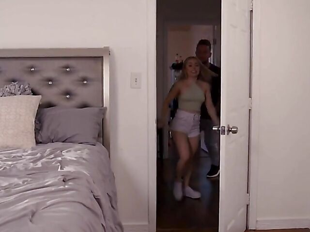 Petite squirting teen Haley Spades gets nailed in the bedroom