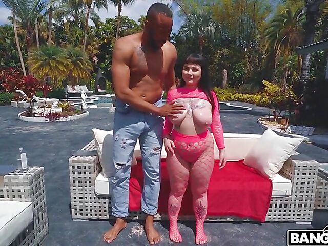 Black on busty interracial anal in pink fishnets with Olivia Vee