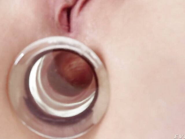 Glass butt plug and balls deep anal fucking in fishnet stockings with Charlotte Sartre