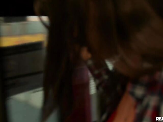 Busty lesbian Taylee Wood sharing a double ended dildo with Lilly Bella