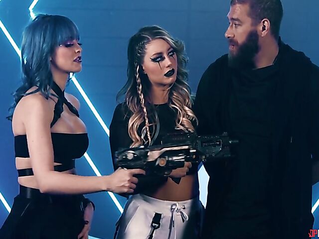 Fishnet lesbian sex with Jewelz Blu and Kayley Gunner