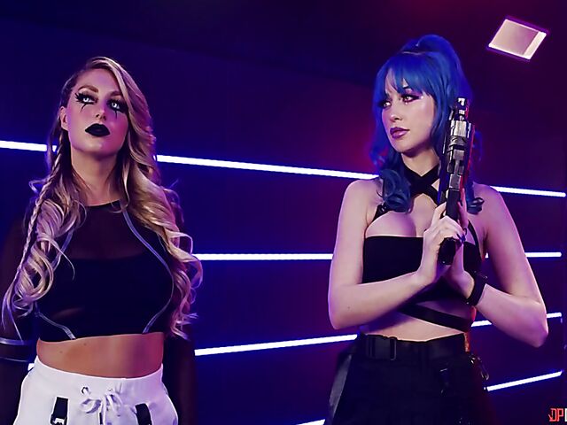 Fishnet lesbian sex with Jewelz Blu and Kayley Gunner