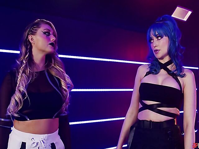 Fishnet lesbian sex with Jewelz Blu and Kayley Gunner