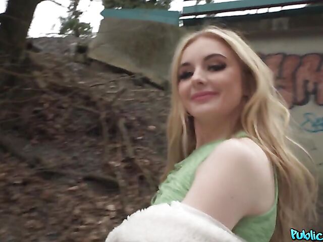 POV outdoor fuck for money in a public place with UK slut Baby Kxtten